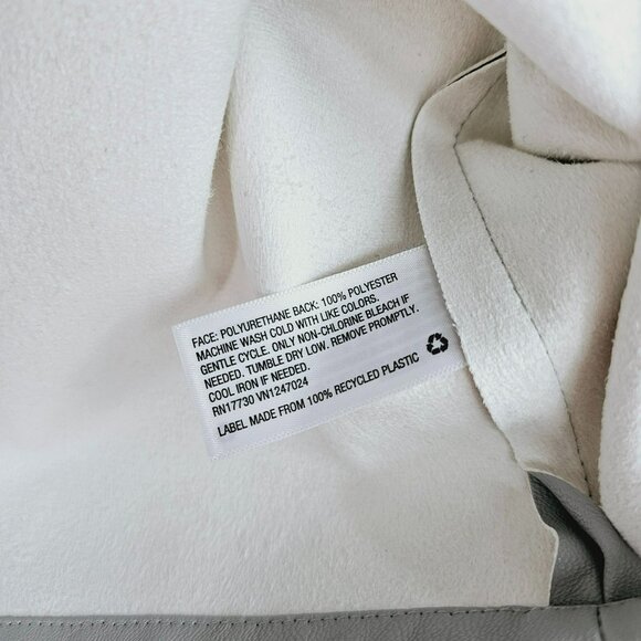 Prologue Top Faux Leather XS Millstone Grey Short Sleeve Zip Back Darts Work New - Picture 5 of 10